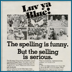 Newspaper ad featuring Luv Ya Blue
